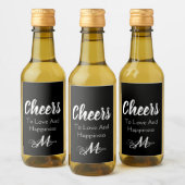 Elegant Party Monogram Cheers Favor Mini Fles Wijn Etiket (Flessen)
