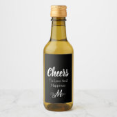 Elegant Party Monogram Cheers Favor Mini Fles Wijn Etiket (Voorkant)
