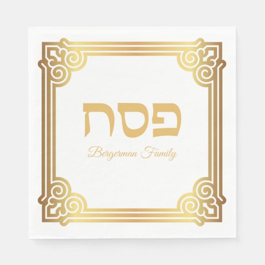 Elegant Pascha Wit en Goud Servet (Voorkant)