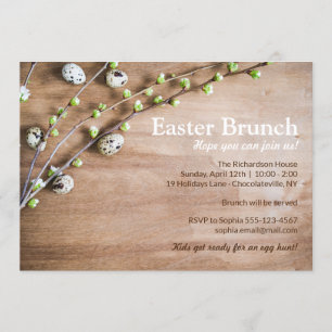 Elegant Pasen Brunch Rustic Spring Blossom Eggs Kaart