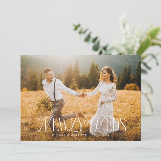  Elegant Passen getrouwd Trouwfoto Aankondiging (Staand voorkant)