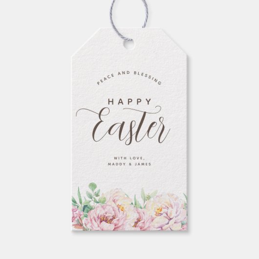Elegant pasta Floral Easter Gift Label Cadeaulabel (Voorkant)