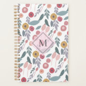 Elegant pasta Floral Pattern Monogram Planner (Voorkant)