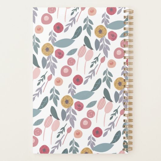 Elegant pasta Floral Pattern Monogram Planner (Achterkant)