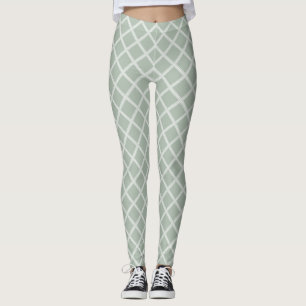 Elegant pasta-kleur Moderne groene witte Sjabloon Leggings