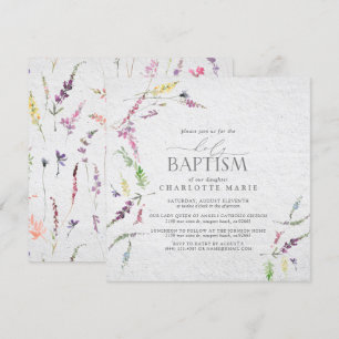 Elegant pasta Waterverf Wildflower Baptisme Kaart