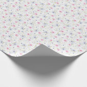 Elegant pastblauw en roze bloemen cadeaupapier (Hoek)