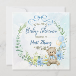 Elegant Pastel Blauw en wit Baby shower Kaart
