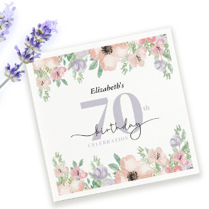 Elegant Pastel Bloem 70e Verjaardagsfeest Servet