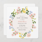 Elegant pastel Bloemen Baby shower Uitnodiging (Voorkant / Achterkant)