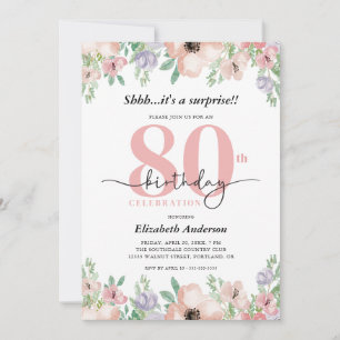Elegant Pastel Bloemensurprise 80ste Verjaardagsfe Kaart