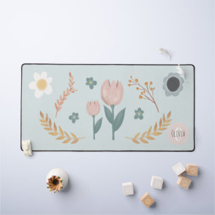 Elegant pastel bloemmotief modern monogram bureaumat