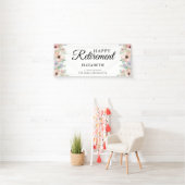 Elegant Pastel Bloemstuk Pensioenfeestje Spandoek (Insitu)