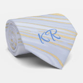 Elegant Pastel Blue Gold Marble Pattern Initialen Stropdas (Opgerold)