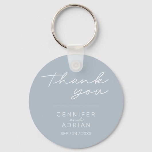 Elegant Pastel Blue Minimal Wedding sleutelhanger (Voorkant)