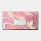 Élégant Pastel Blush Rose Girl Monogram Marbly (Clavier et souris)