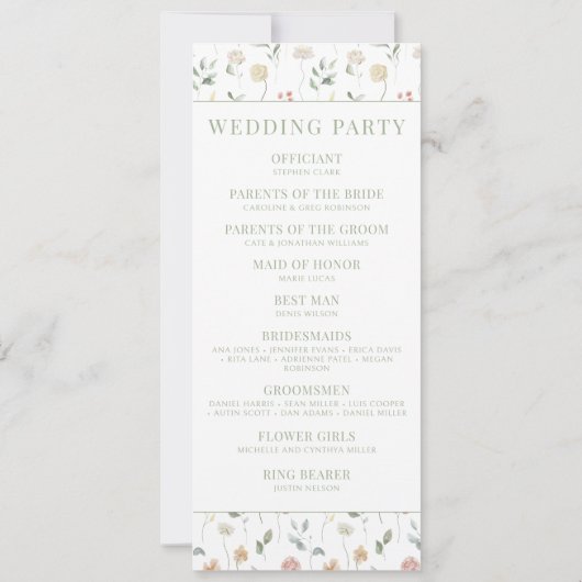 Élégant Pastel Bohémien Programmes de Mariage Flor (Dos)