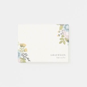 Elegant Pastel Boho Blush Blue Green Leafy Floral Post-it® Notes
