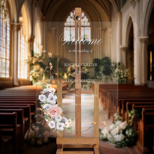 Elégant Pastel Boho Floral Calligraphie Bienvenue