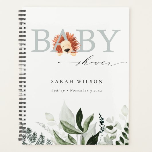 Élégant Pastel Cute Boho Lion Foliage Baby shower (Devant)