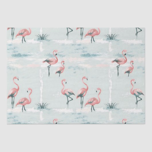 Elegant pastel flamingo patroon tissuepapier (Voorkant)