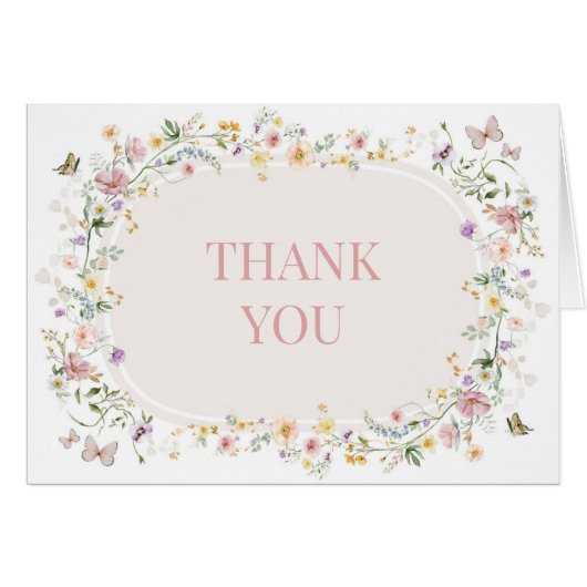 Élégant Pastel Fleurs sauvages Blank Mariage Merci (Devant horizontal)