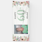 Elegant Pastel Floral 60th Birthday Party Photo Spandoek (Verticaal)