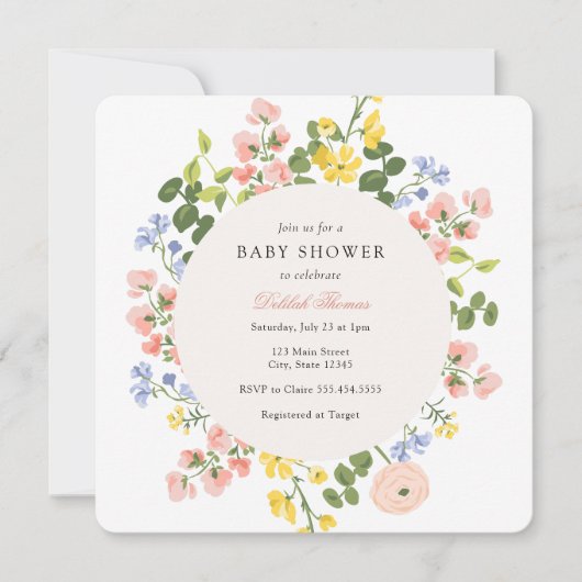 Elégant Pastel Floral Baby shower Invitation (Devant)
