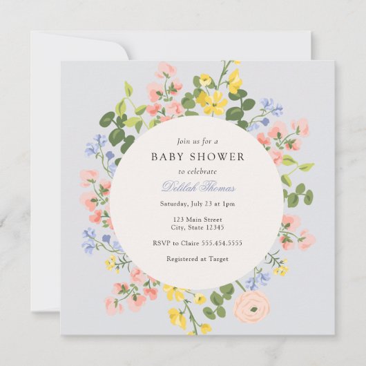Elégant Pastel Floral Baby shower Invitation (Devant)