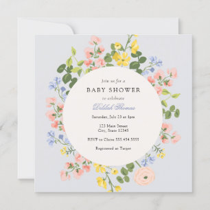 Elégant Pastel Floral Baby shower Invitation