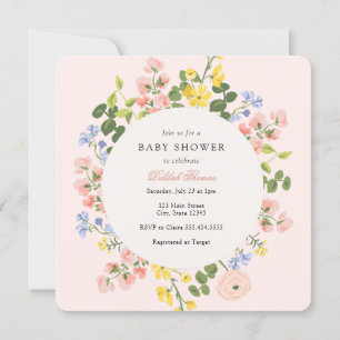 Elégant Pastel Floral Baby shower Invitation
