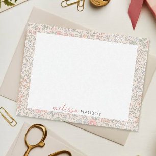 Elégant Pastel Floral Blush personnalisé Nom Carte