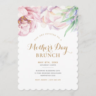 Elegant Pastel Floral Moederdag Brunch Kaart