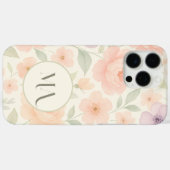 Élégant Pastel Floral Monogram coque iphone (Verso (horizontal))