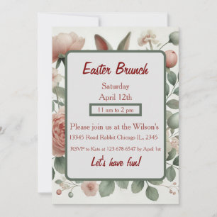 Elégant Pastel Floral Pâques Brunch Invitation