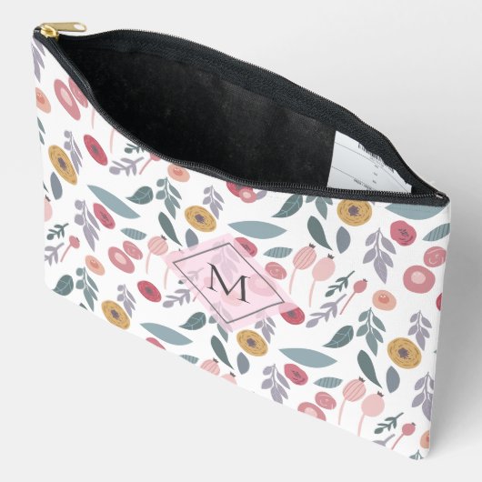 Elegant Pastel Floral Pattern Monogram Etui (Open)