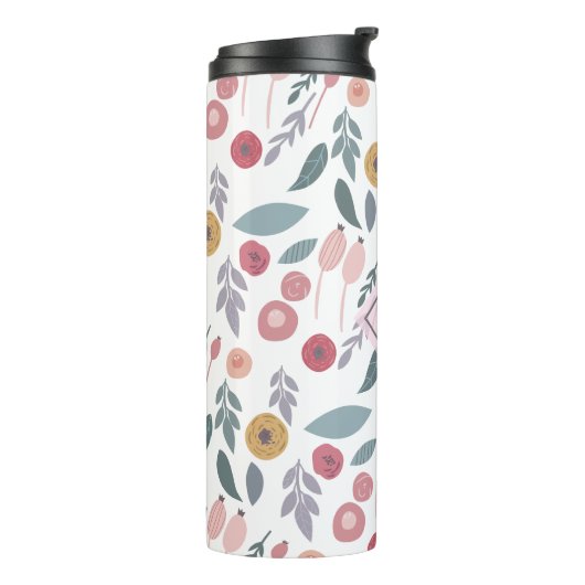 Elegant Pastel Floral Pattern Monogram Thermosbeker (Gedraaid links)
