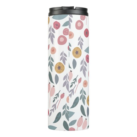Elegant Pastel Floral Pattern Monogram Thermosbeker (Achterkant)