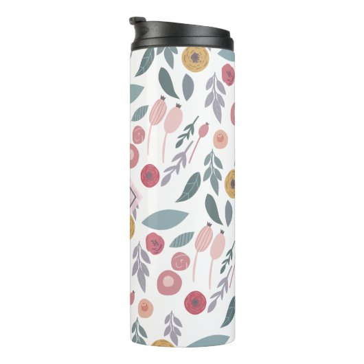 Elegant Pastel Floral Pattern Monogram Thermosbeker (Geroteerd rechts)