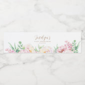 Elegant Pastel Flowers | Eerste mededeling Waterfles Etiket (Enkel label)
