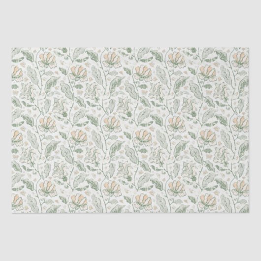  Elegant Pastel Flowers Floral Pattern Tissuepapier (Voorkant)