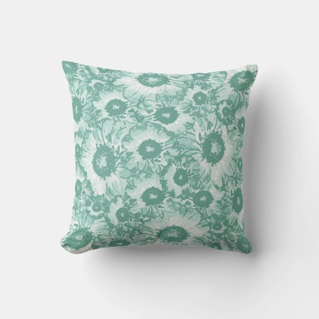 Elegant Pastel Green Floral Pattern Kussen (Voorkant)