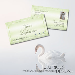 Elegant Pastel Green met diamanten en foto's Visitekaartje