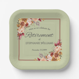Elegant Pastel Herfst Bloem Pensioen Feest Papieren Bordje