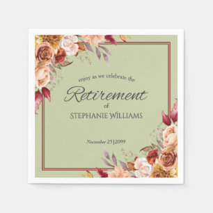 Elegant Pastel Herfst Bloem Pensioenfeest Servet