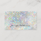 Elegant Pastel Holographic Glitter Marble Visitekaartje (Voorkant)