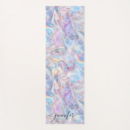 Elegant Pastel Holographic Marble Swirls Girly Yogamat