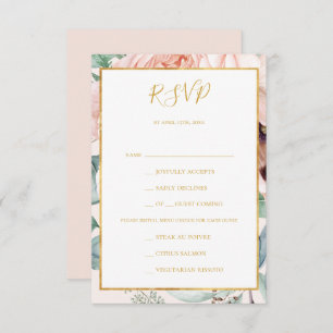 Elégant Pastel Jardin Floral Menu Choice Carte RSV