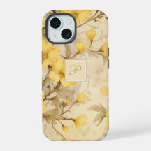 Élégant Pastel jaune Floral Primrose Monogramme