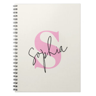Elegant pastel monogram spiraal Notitieboek